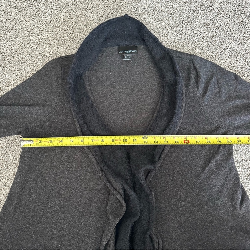 CYNTHIA ROWLEY 2X Gray Black Layered Ruffle Cardigan Sweater R $325 - Picture 14 of 16